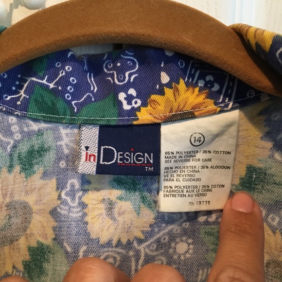 Vintage 60s Sunflower Jean Vest, Sz xs - Picture 4 of 7